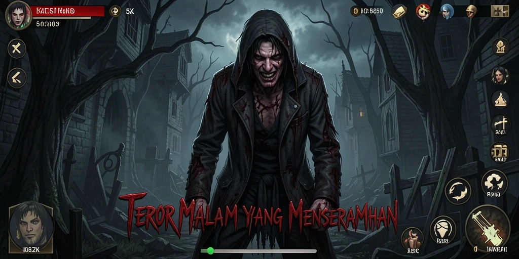 Screenshot gameplay menyeramkan dari 5ZK yang menampilkan momen menegangkan.