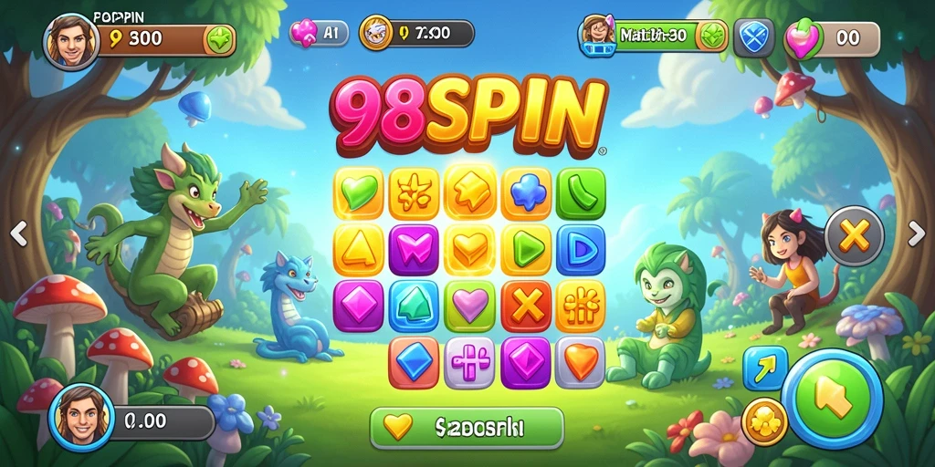 Gameplay seru dalam 98SPIN, cocok untuk semua penggemar Match-3.