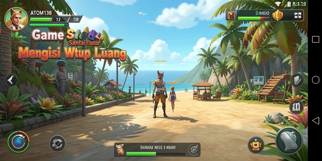 Tampilan gameplay seru ATOM138 yang penuh warna dan tantangan.