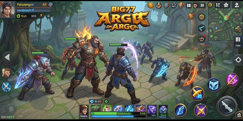 Screenshot gameplay <strong>BIG77</strong> yang menunjukkan pertarungan seru dan eksplorasi dunia.