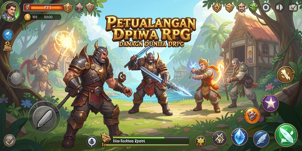 Screenshot F7F7 menampilkan pertarungan epik dalam dunia RPG.