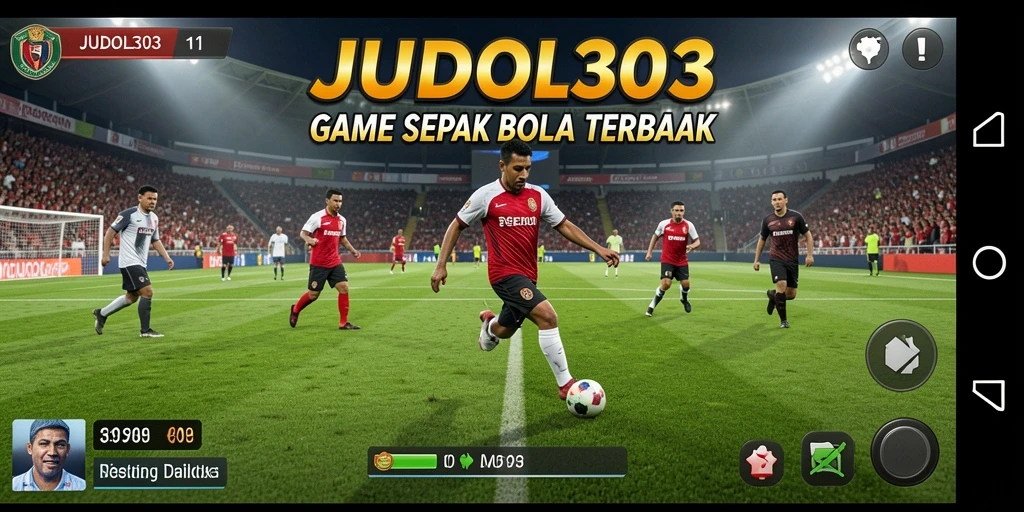 Screenshot gameplay JUDOL303 menampilkan aksi seru di lapangan sepak bola.