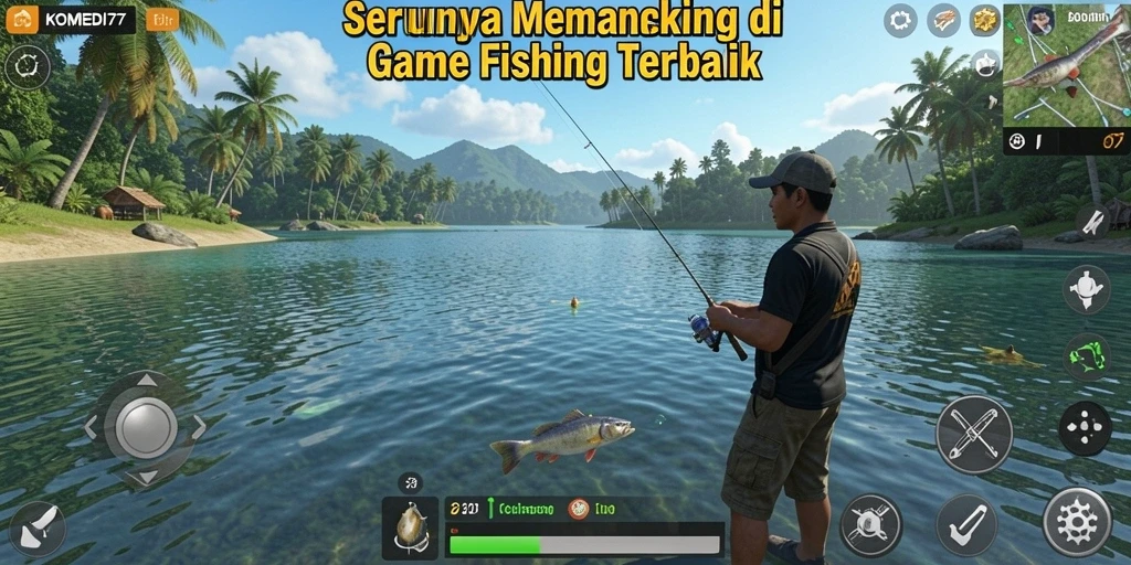 Gameplay KOMEDI77 yang menampilkan aksi memancing seru dan penuh warna.