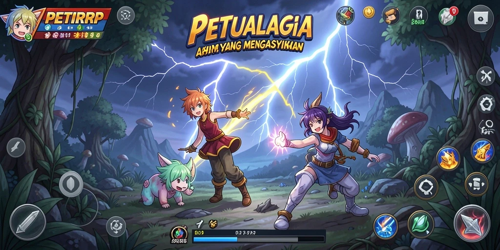 Tangkapan layar menunjukkan grafik menakjubkan dari gameplay Anime PETIRRP.