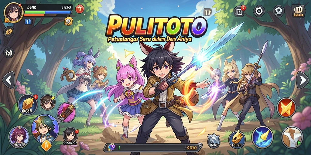 Tangkapan layar gameplay PULITOTO menampilkan karakter anime yang beraksi.
