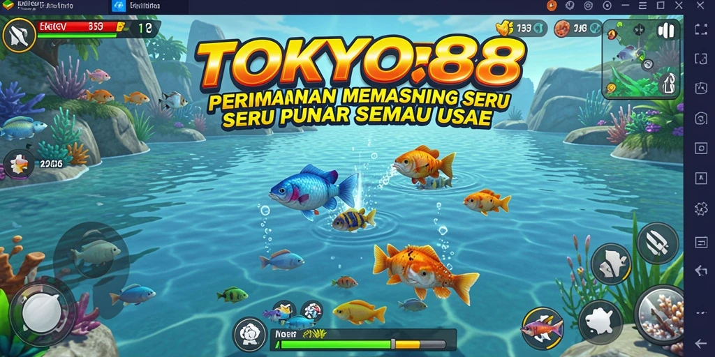 Tampilan gameplay TOKYO88 dengan grafis memukau saat menangkap ikan.