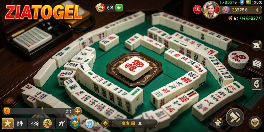 Screenshot utama ZIATOGEL menampilkan gameplay dinamis Mahjong.